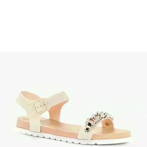 NIB Krush Women's Laura Chain Trim Cleated Nude Jelly Flat Size 9 US
